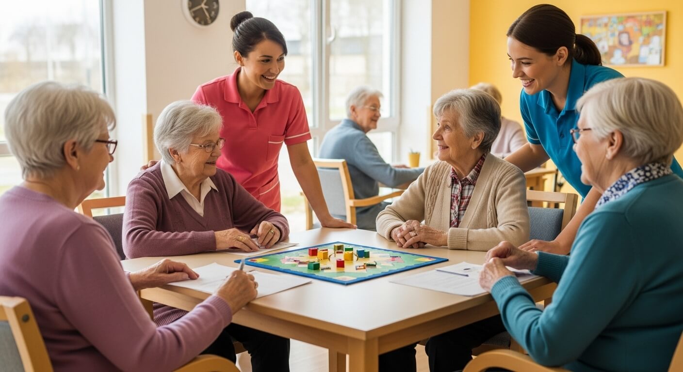 adultos mayores en un centro día cxompartiendo